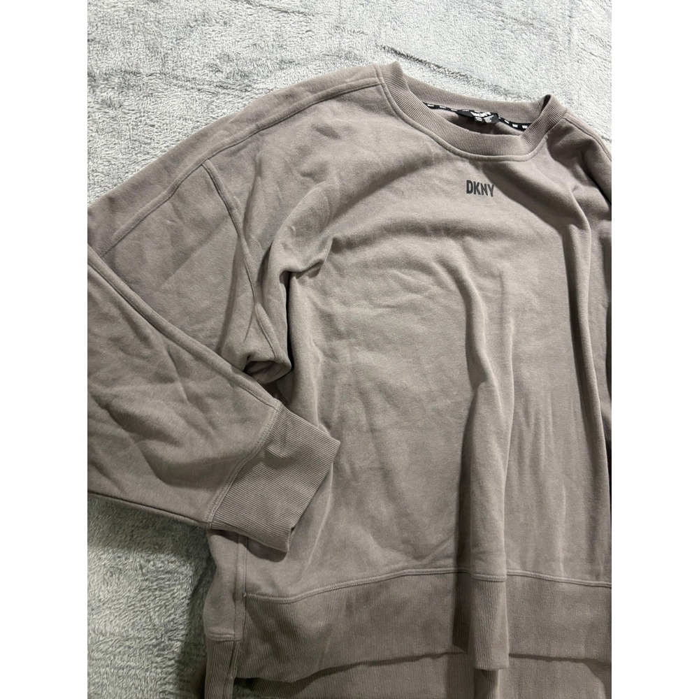 DKNY XXL Taupe Brown Womens Sweatshirt Pullover Casual Athleisure Cozy - Picture 9 of 10